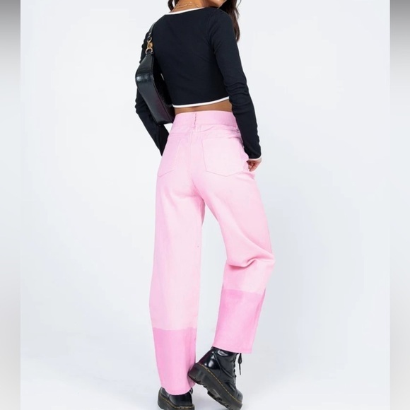 NWT Princess Polly Cameran straight leg pink denim jeans. - Picture 3 of 13